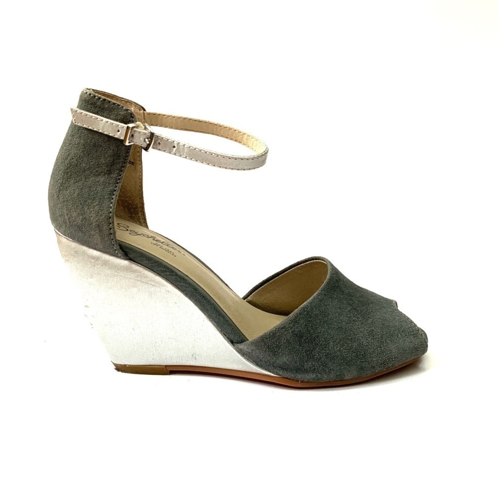 Seychelles | Dusty blue suede d’Orsay wedge heels
